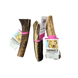 Lot of 3 Small Split Deer Antlers Dog Chews Natural Long Lasting Mixed Brands